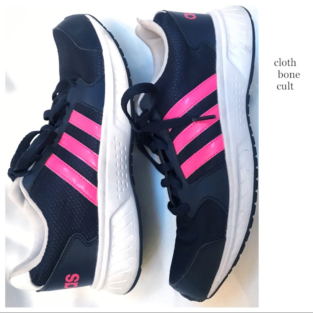 ADIDAS Navy w/Pink Stripe Running SHOES